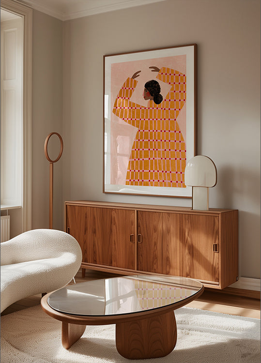 Naine ruudulise kleidiga plakat