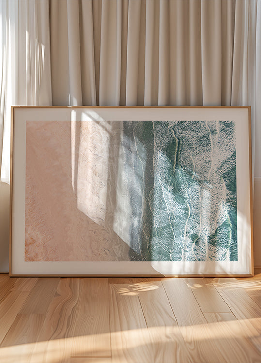 Rózsaszín és kék tengerparti poszter