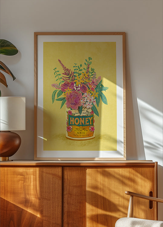 Flowers In a vintage Honey Can
