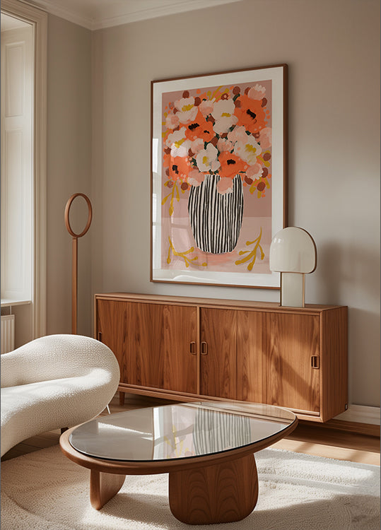 Striped Vase Blooms Poster