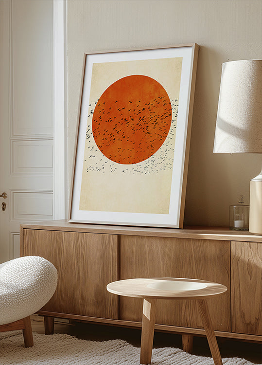 Plakatas „Paukščiai saulėje“.