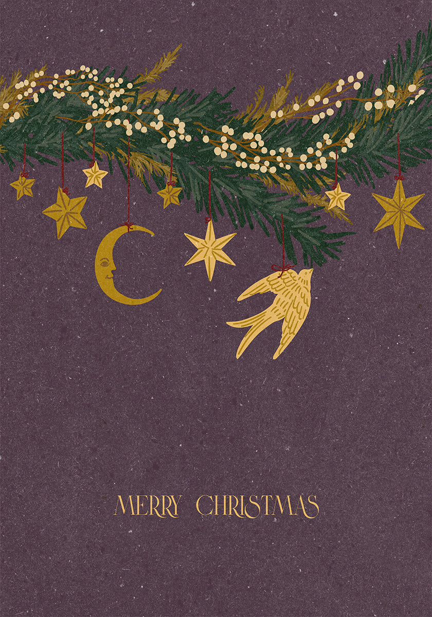 Christmas vintage toys on Christmas tree branches Plakat - Posterbox