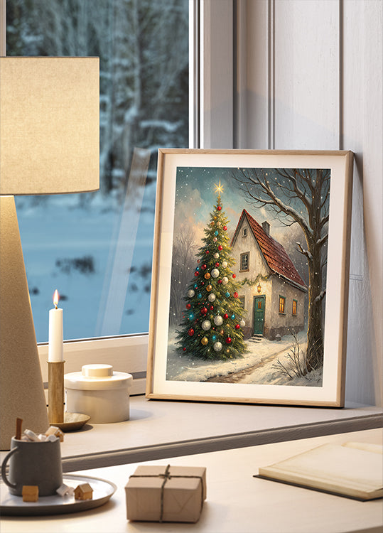 Cozy Christmas Cottage Plakat - Posterbox