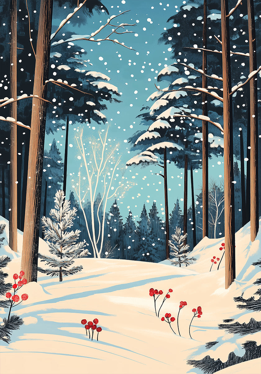 Christmas Snowy forest Plakat - Posterbox