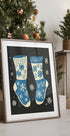 Vintage Socks Knittwear Blue On Black Plakat - Posterbox