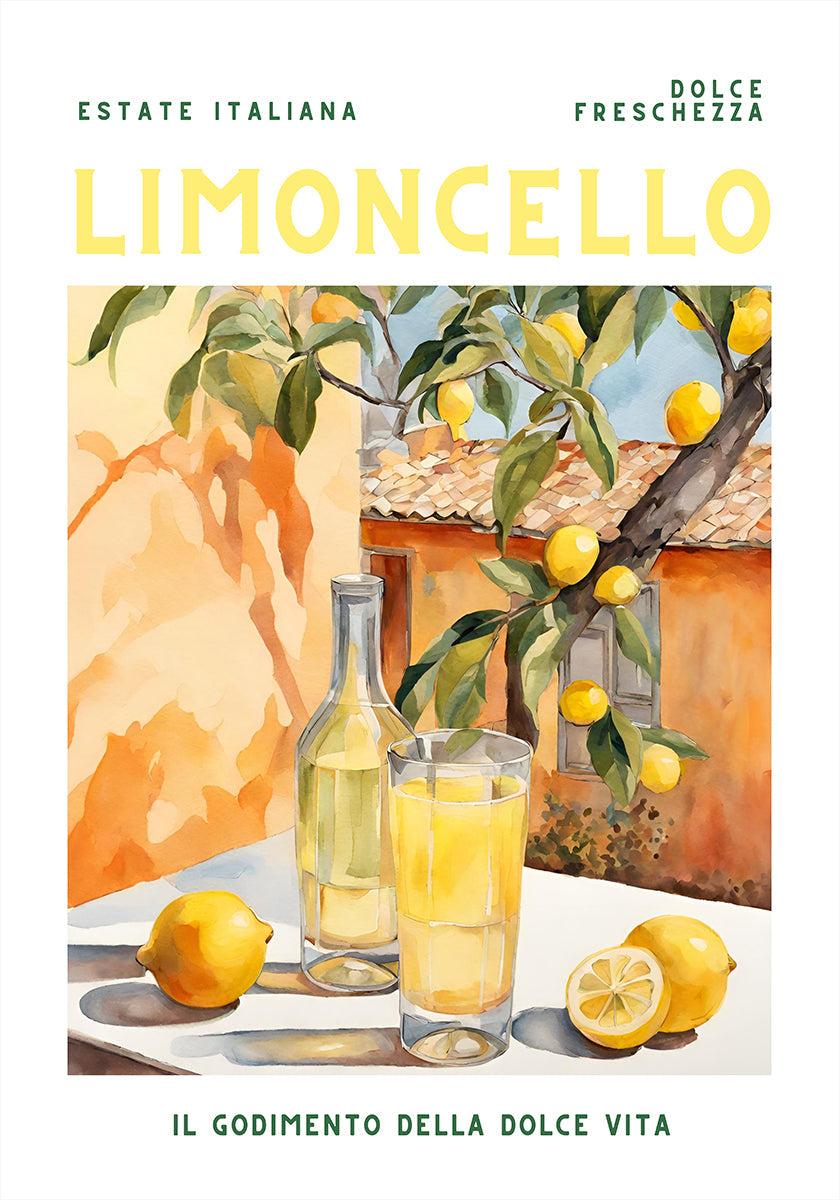 Limoncello, akvarell, värske plakat