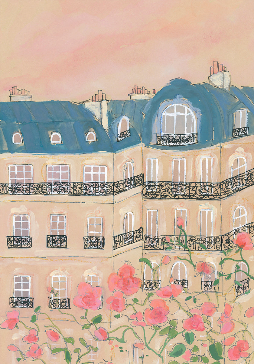 Sonnenënnergang iwwer Paräis Gebaier Affiche