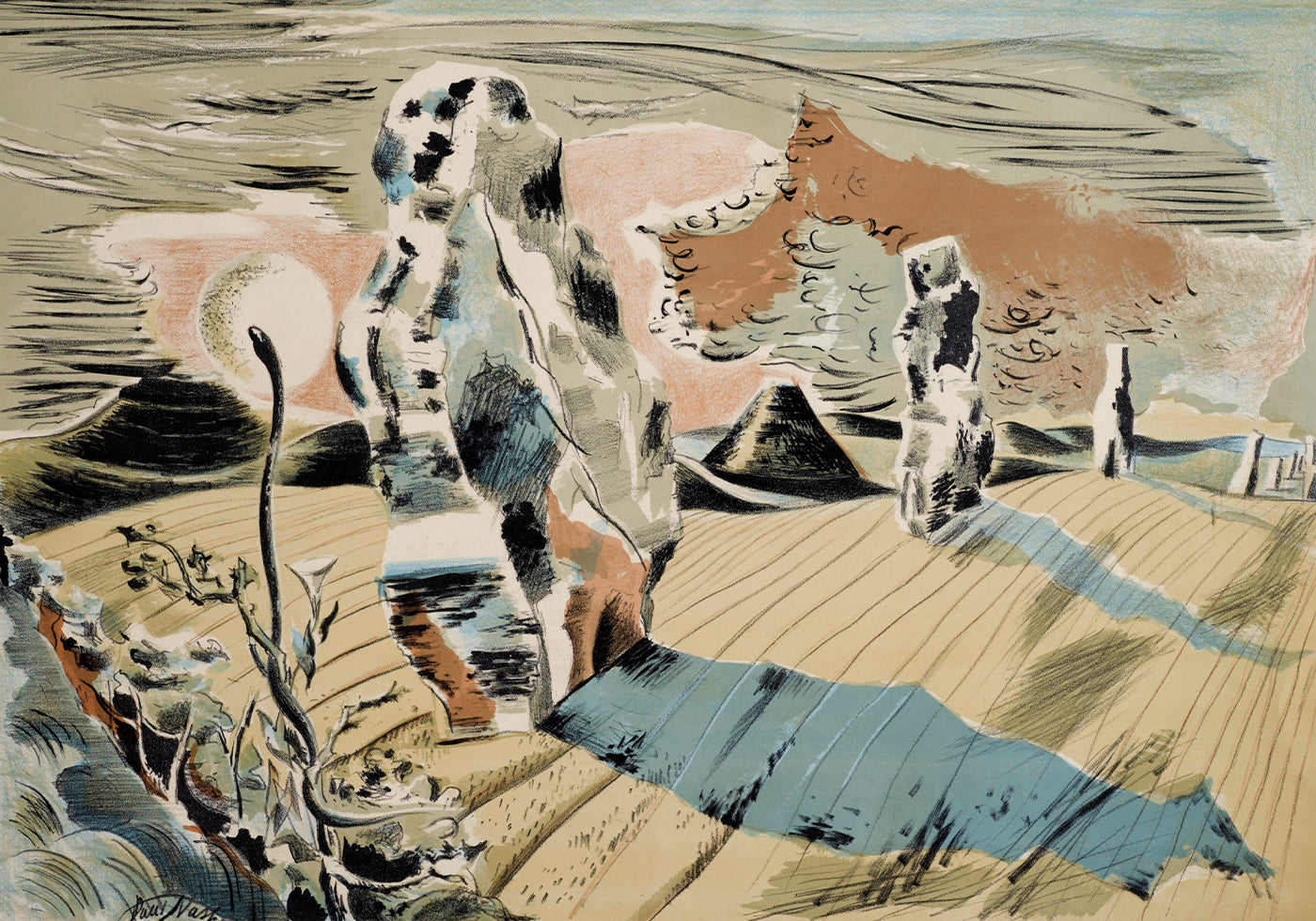 Avebury, surreal landscape by Paul Nash Plakat - Posterbox.dk