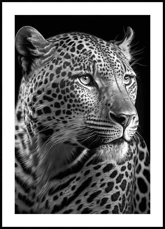 Black and White Leopard  Plakat - Posterbox.dk