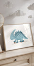 Blue Dinosaur on Wheels Plakat - Posterbox.dk