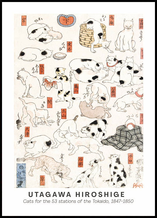 Cats of the Tokaido, Hiroshige Plakat - Posterbox.dk