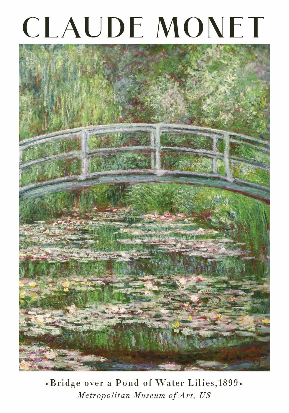 Claude Moent - Bridge over a Pond of Water Lilies Plakat - Posterbox.dk