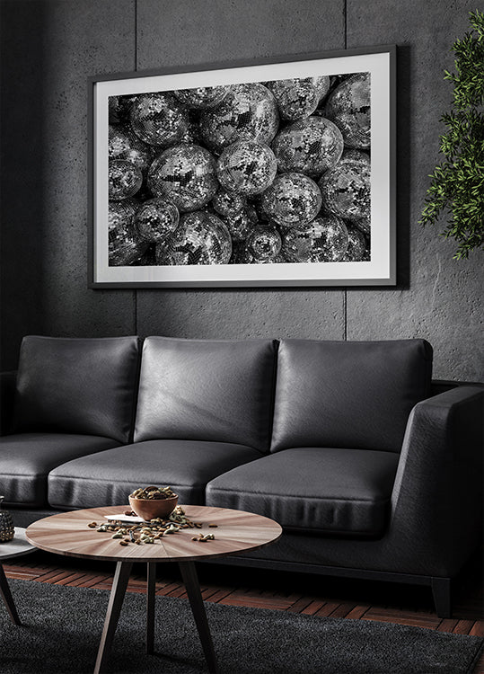 Disco Balls in Black and White Plakat - Posterbox.dk