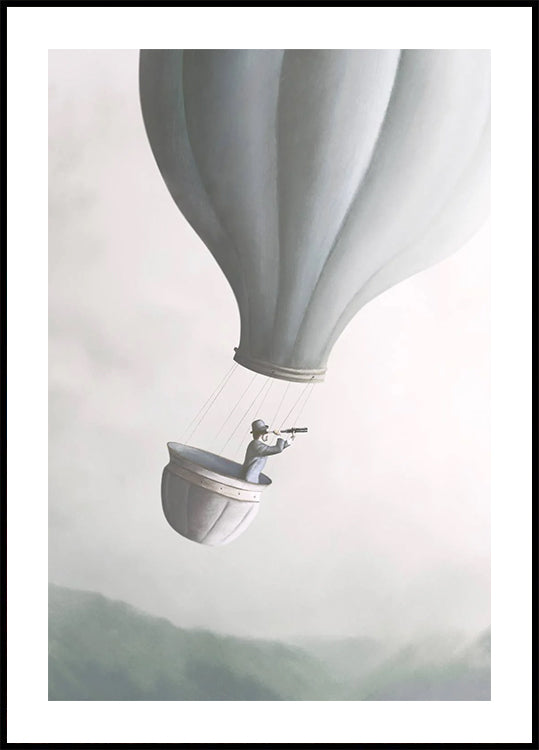 Flying with Hot Air Balloon, whimsical Plakat - Posterbox.dk