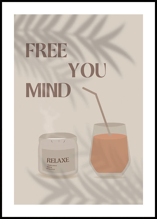 Free Your Mind 2, Calming Summer with Candle and Juice Glass Plakat - Posterbox