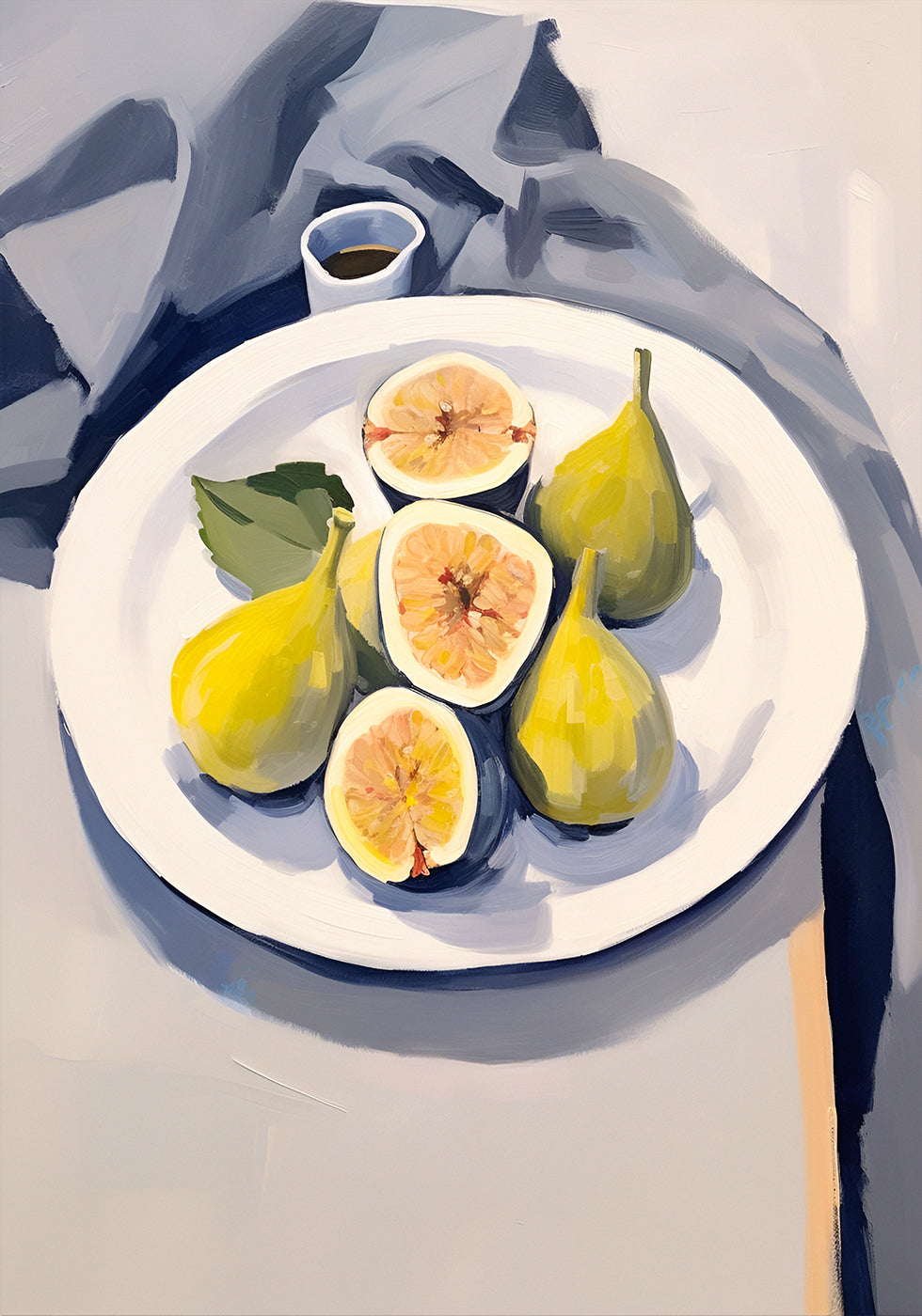 Fresh Figs on Plate, Minimalist Still Life Plakat - Posterbox.dk