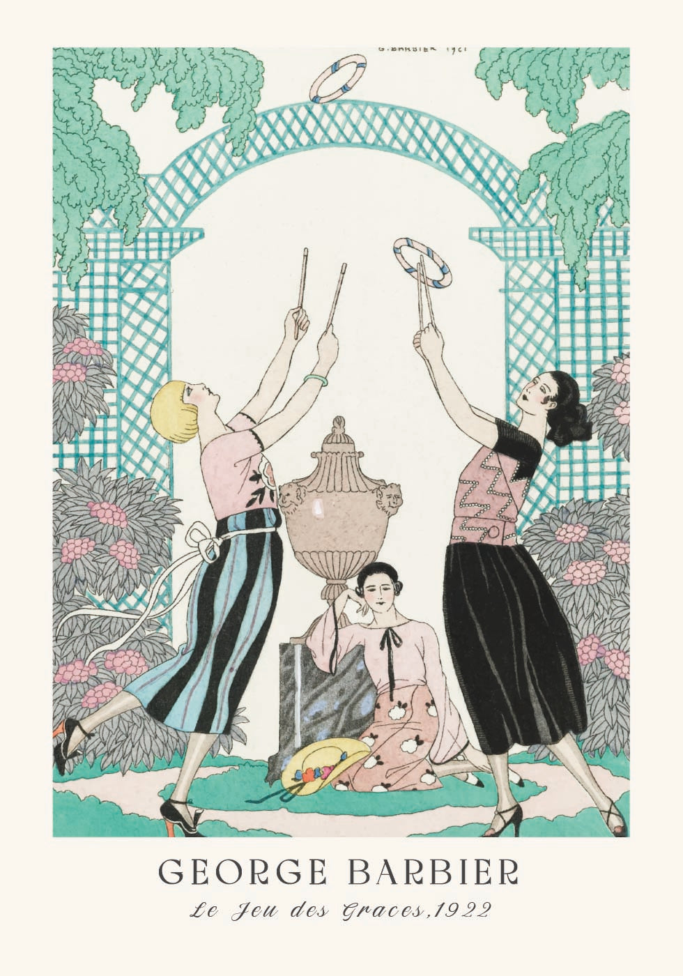 George Barbier Fashion Illustration 1920s Garden Party Plakat - Posterbox.dk