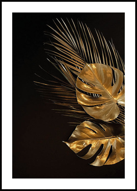 Golden Monstera & Palm Leaf №1 Plakat - Posterbox.dk