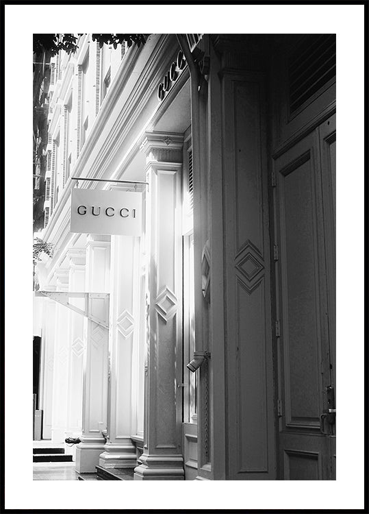 Gucci Storefront Black & White Plakat - Posterbox