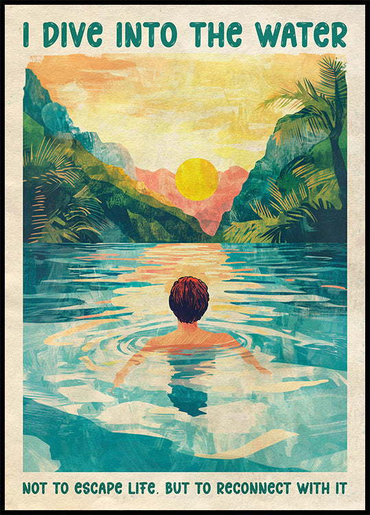 I Dive Into the Water Sunset River Plakat - Posterbox.dk