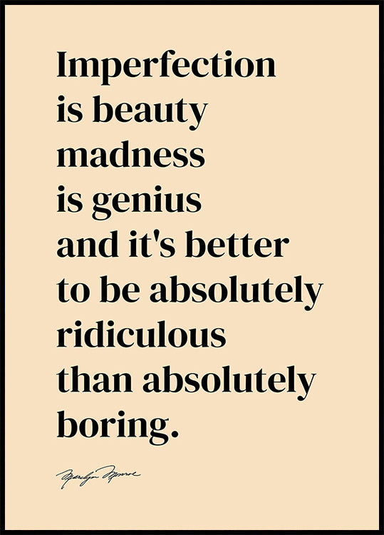 Imperfection Is Beauty Plakat - Posterbox.dk