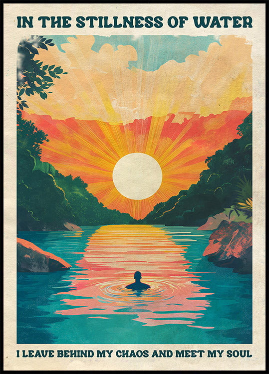 In the Stillness of Water Sunset River Plakat - Posterbox.dk