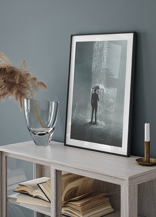 Isolated Rainfall, Suit and Umbrella Plakat - Posterbox.dk