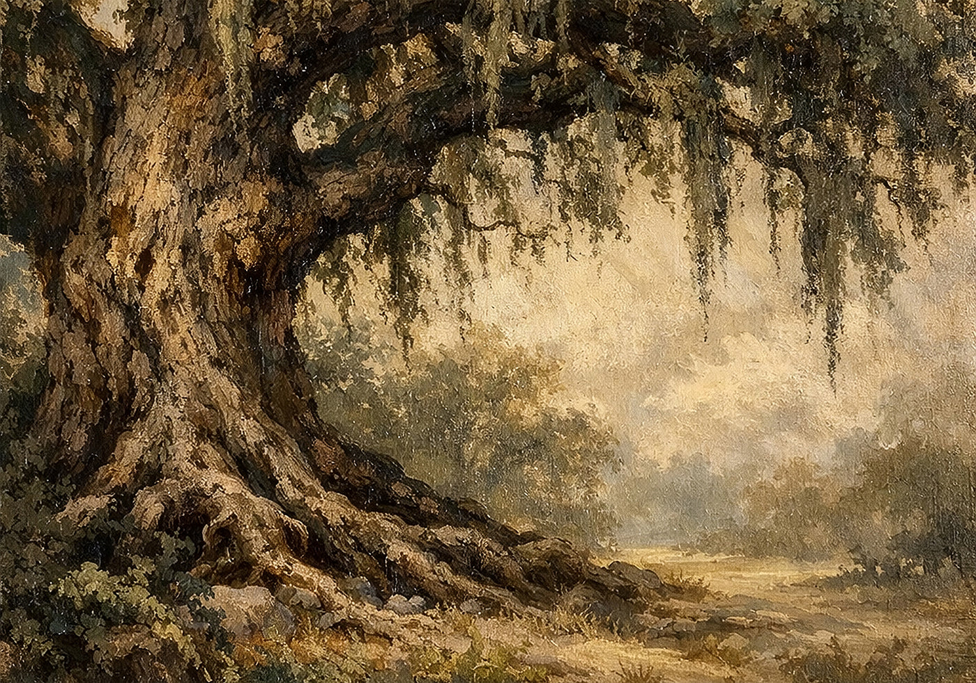 Live Oak Tree Print Cottagecore Wall Art for Entryway Decor Vintage Art Print Spanish Moss Print Charleston Print Savannah Southern Decor - Posterbox
