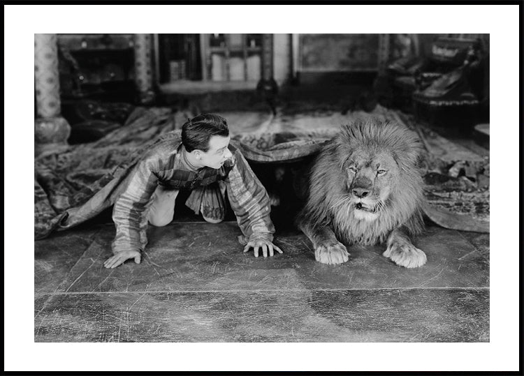 Man with Lion - Classic Black and White Plakat - Posterbox.dk