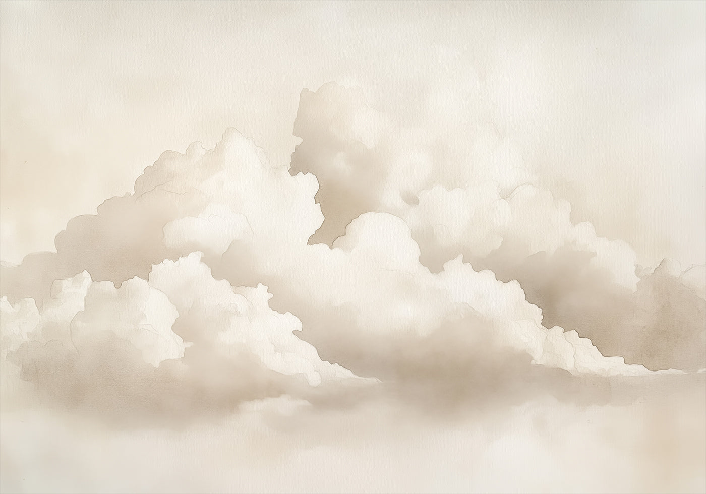 Neutral Cloudscape Watercolor Plakat - Posterbox.dk