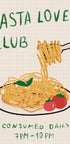 Pasta Lover Club, Hand-drawn Spaghetti Dinner Plakat - Posterbox.dk