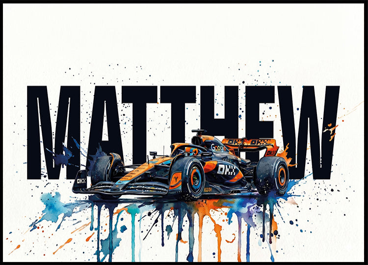Racing Car with Name Personal - Posterbox