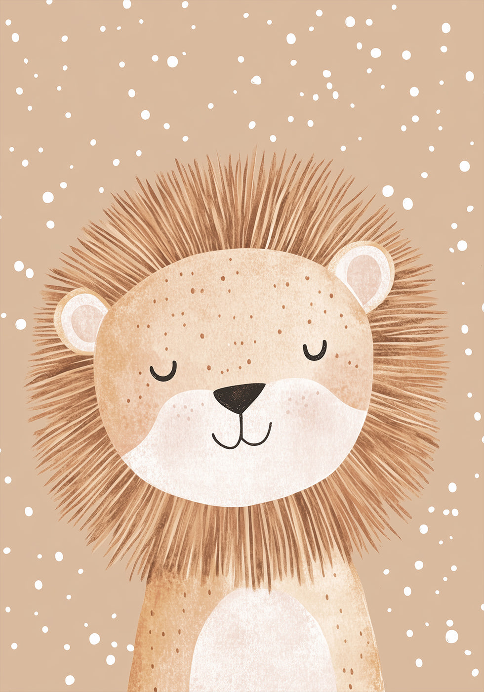 Sleepy Lion In Snow Plakat - Posterbox.dk