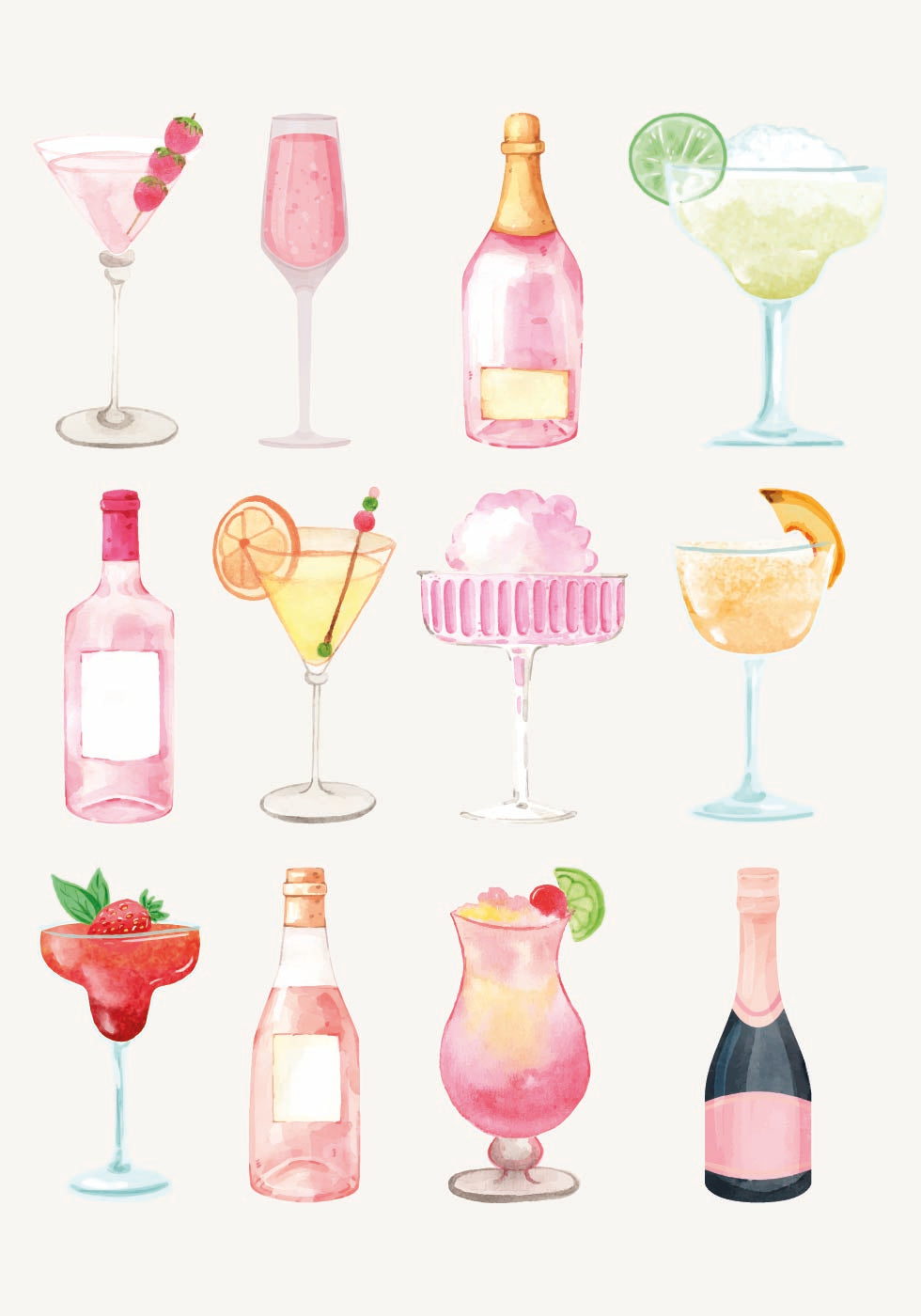 Sparkling Hour, Colorful Champagne and Cocktails Plakat - Posterbox.dk