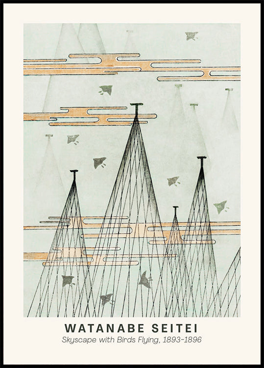Watanabe Seitei Skyscape Japanese Bird Flying Plakat - Posterbox.dk