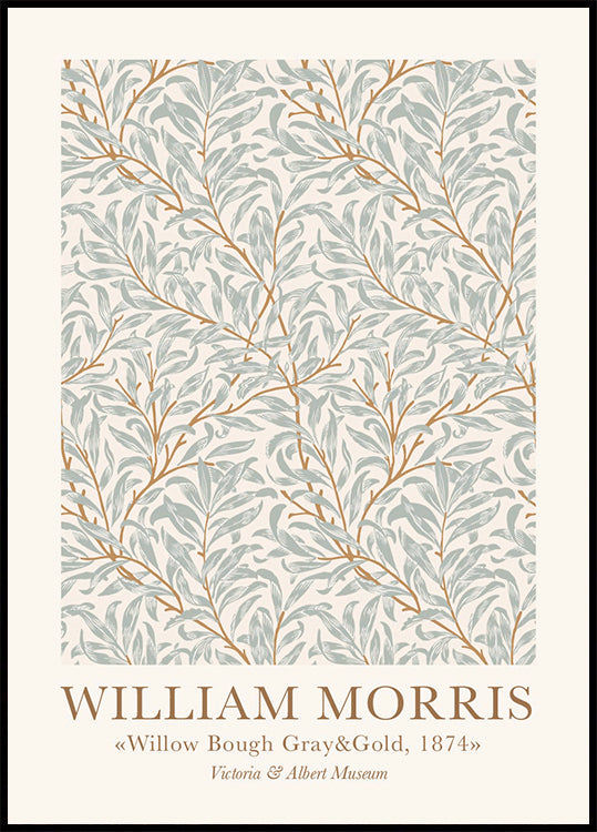 William Morris Willow Bough Gray & Gold  Plakat - Posterbox.dk