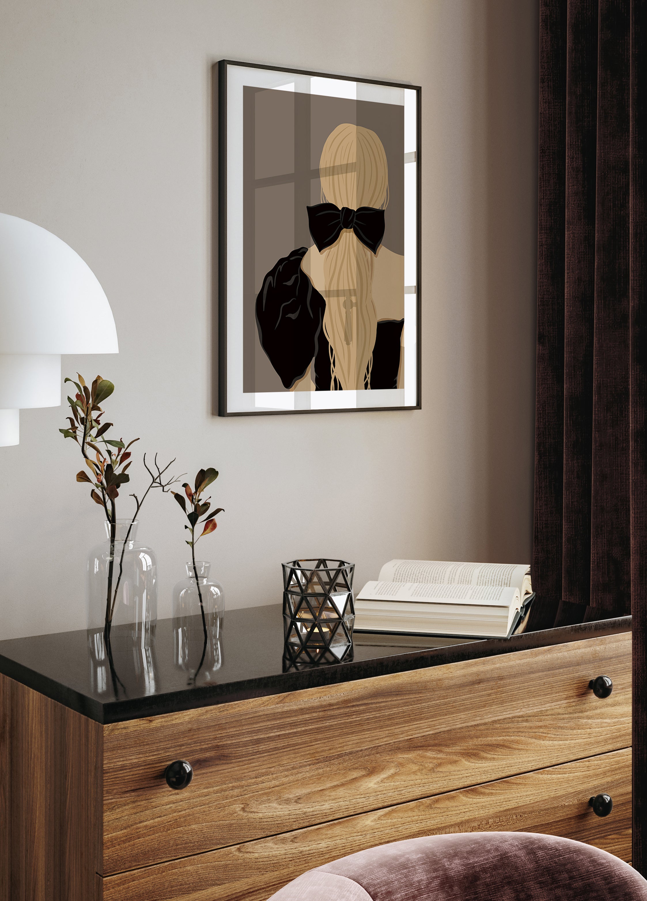 Woman with Black Bow Plakat - Posterbox.dk