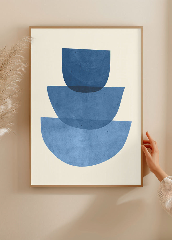 Geometric Abstract Shapes Blue Plakat