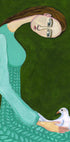 Lady sitting with white dove bird woman Plakat - Posterbox