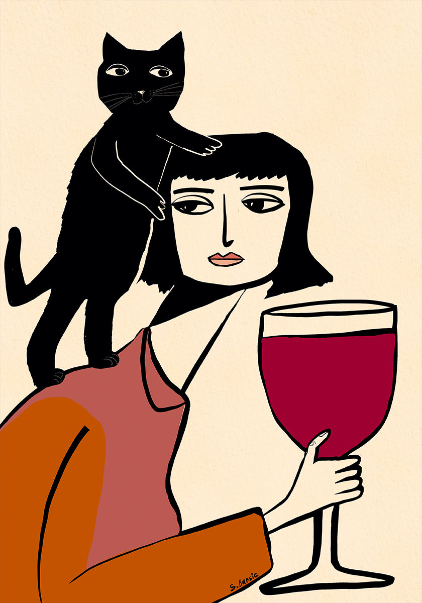 Wine and cat lover Plakat - Posterbox