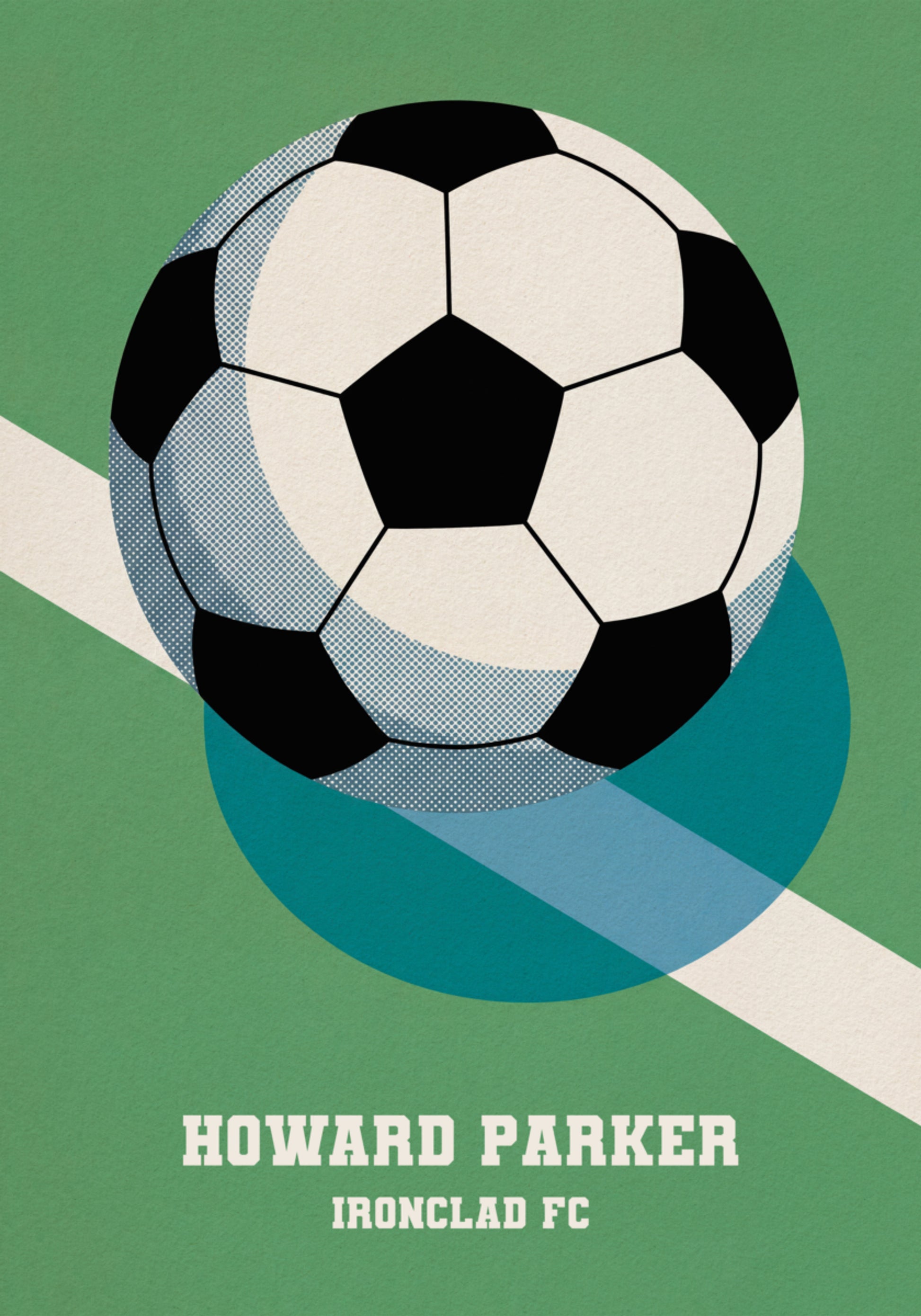 Poster fotbal retro cu minge alb-negru
