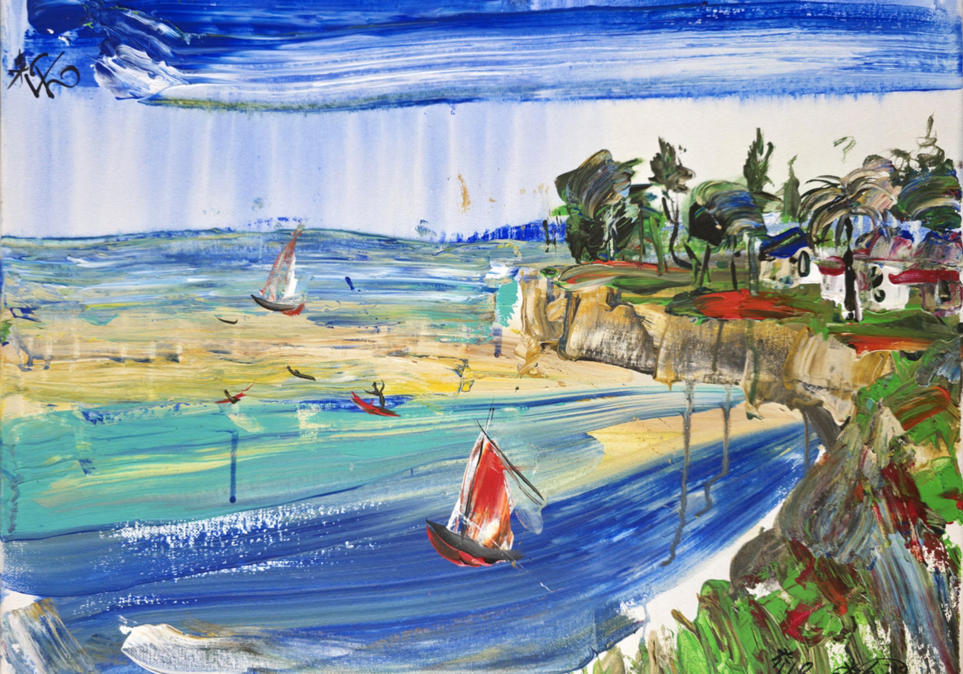Vibrant Coastal Sailboats