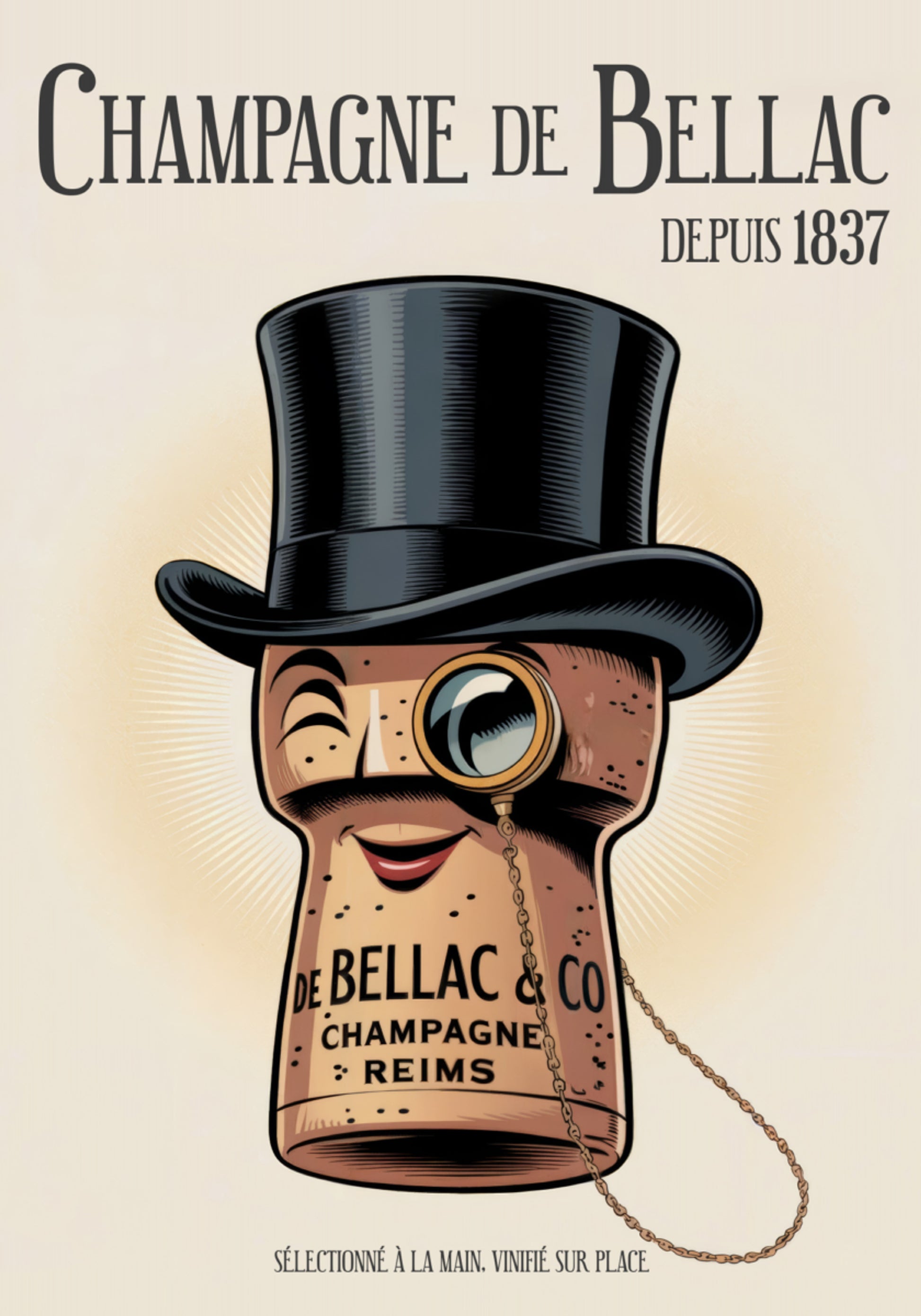 Elegant Champagne Cork Character