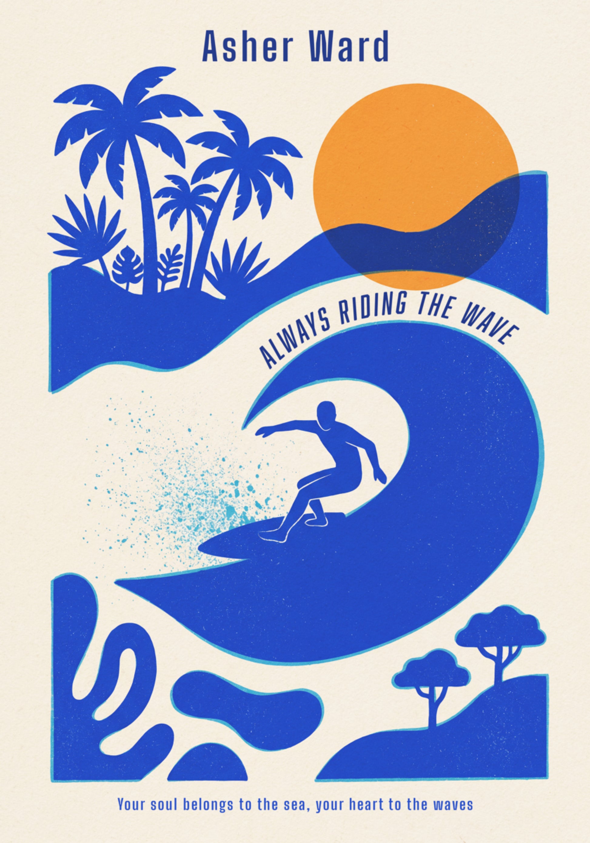 Impersonal surfing wave with tropical vibes