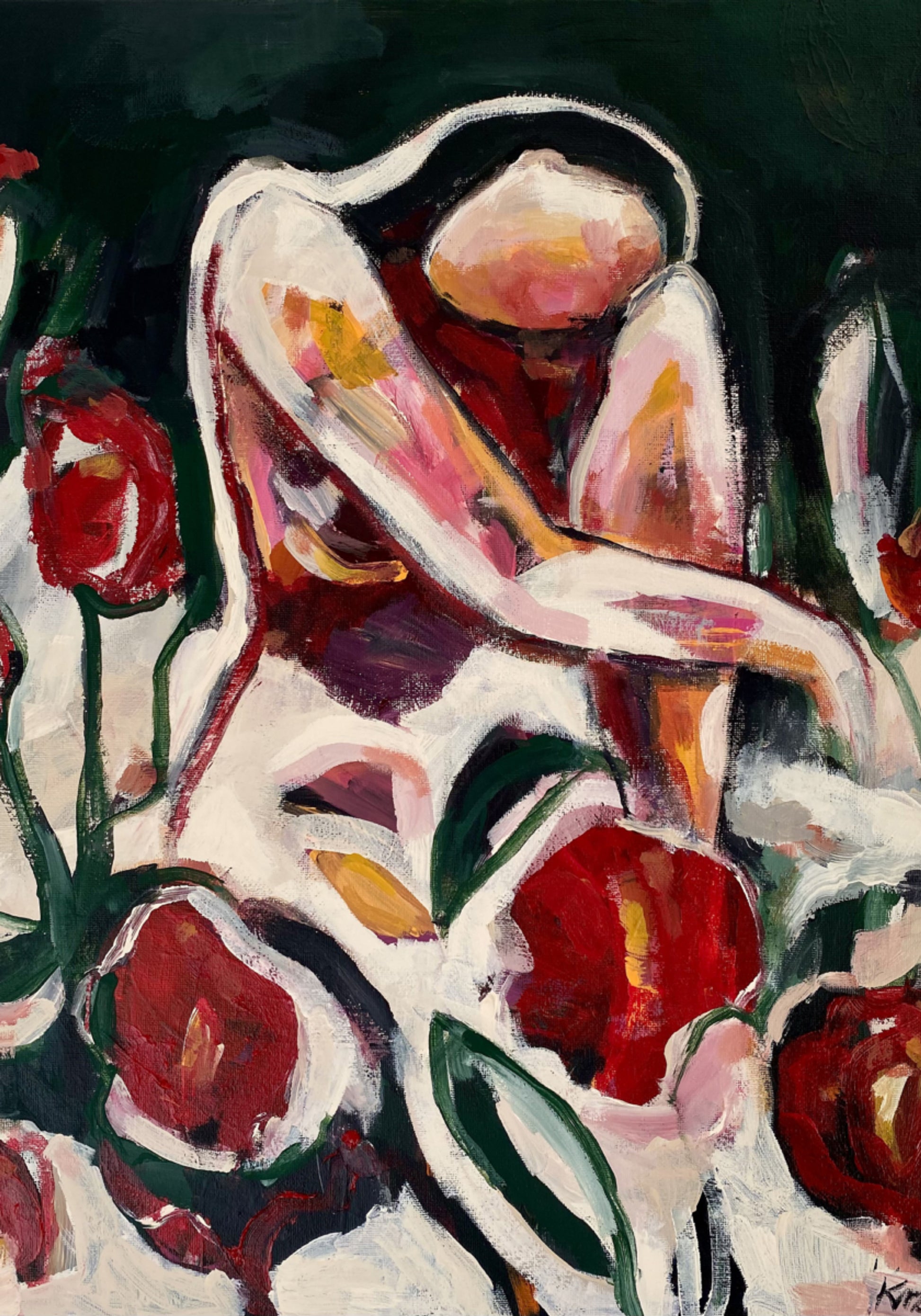 Woman Among Red Flowers
