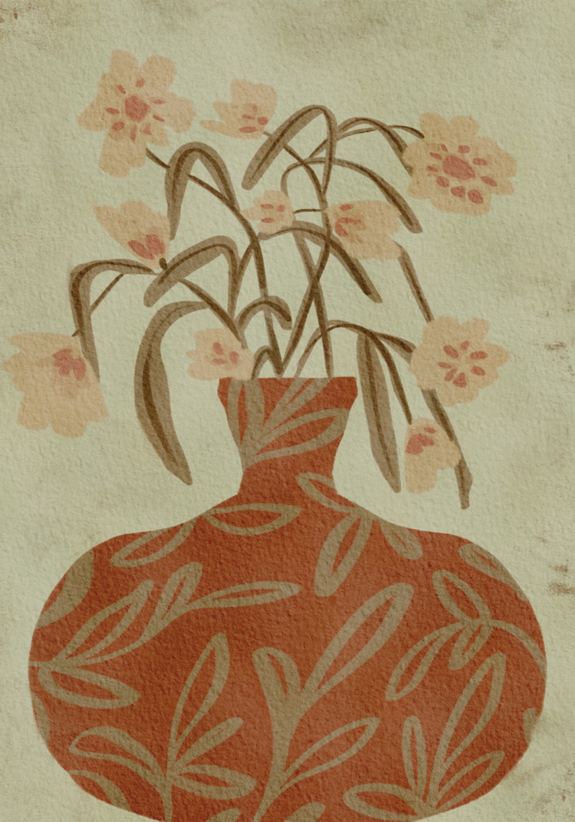 Terracotta Vase Blossoms