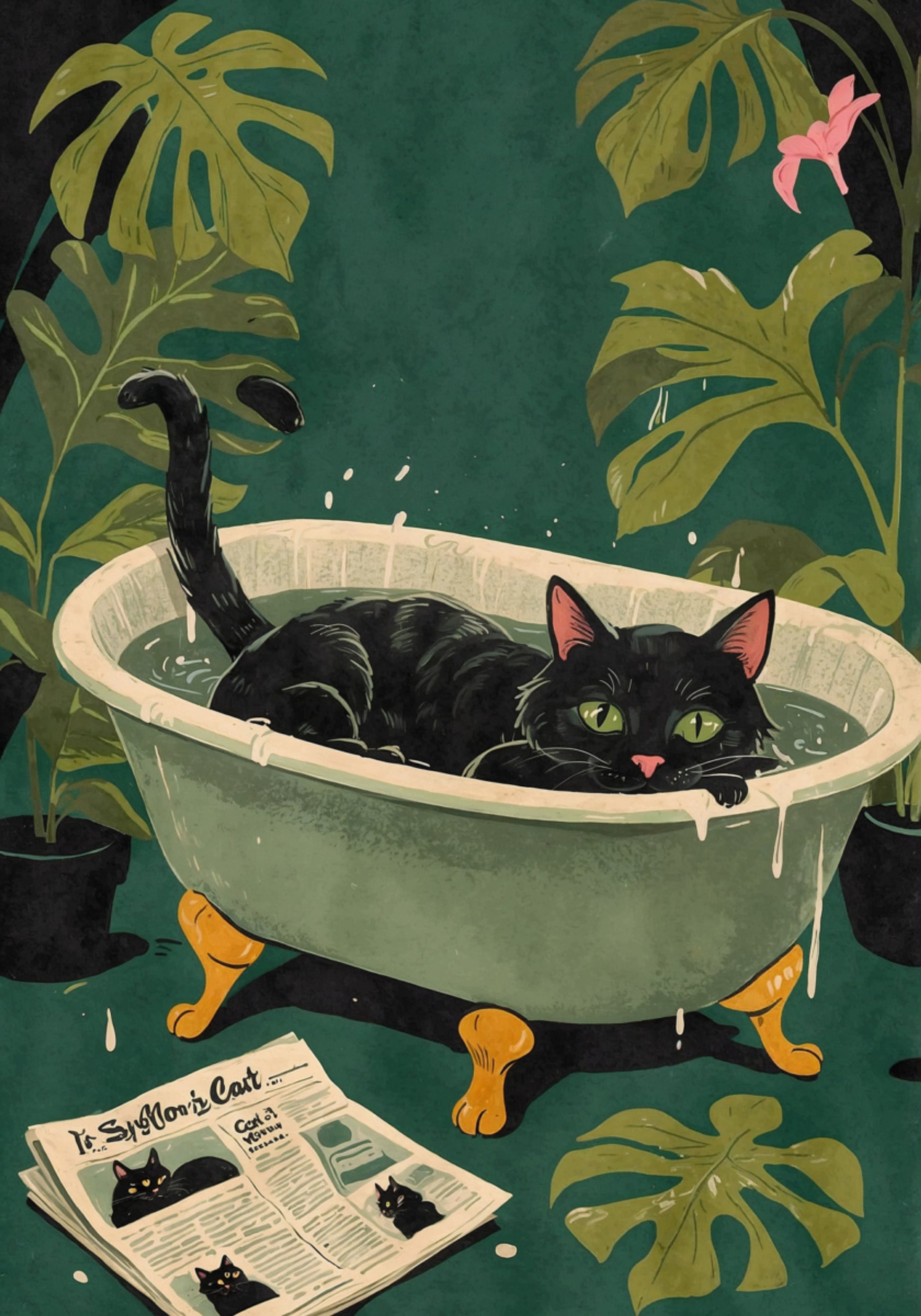Green Eyed Bathtub Cat