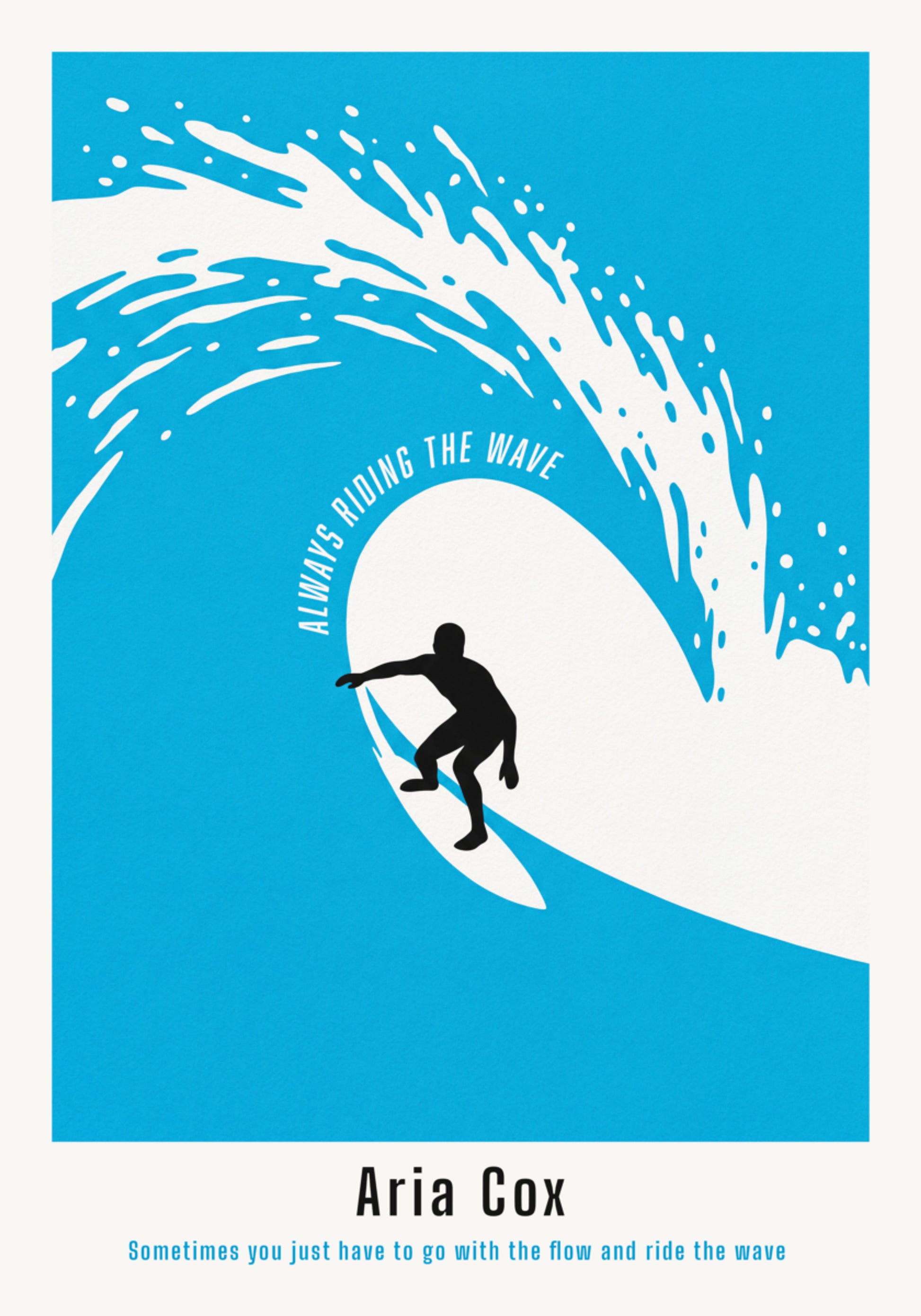 Net-perséinleche Surfer Poster vun enger Welle