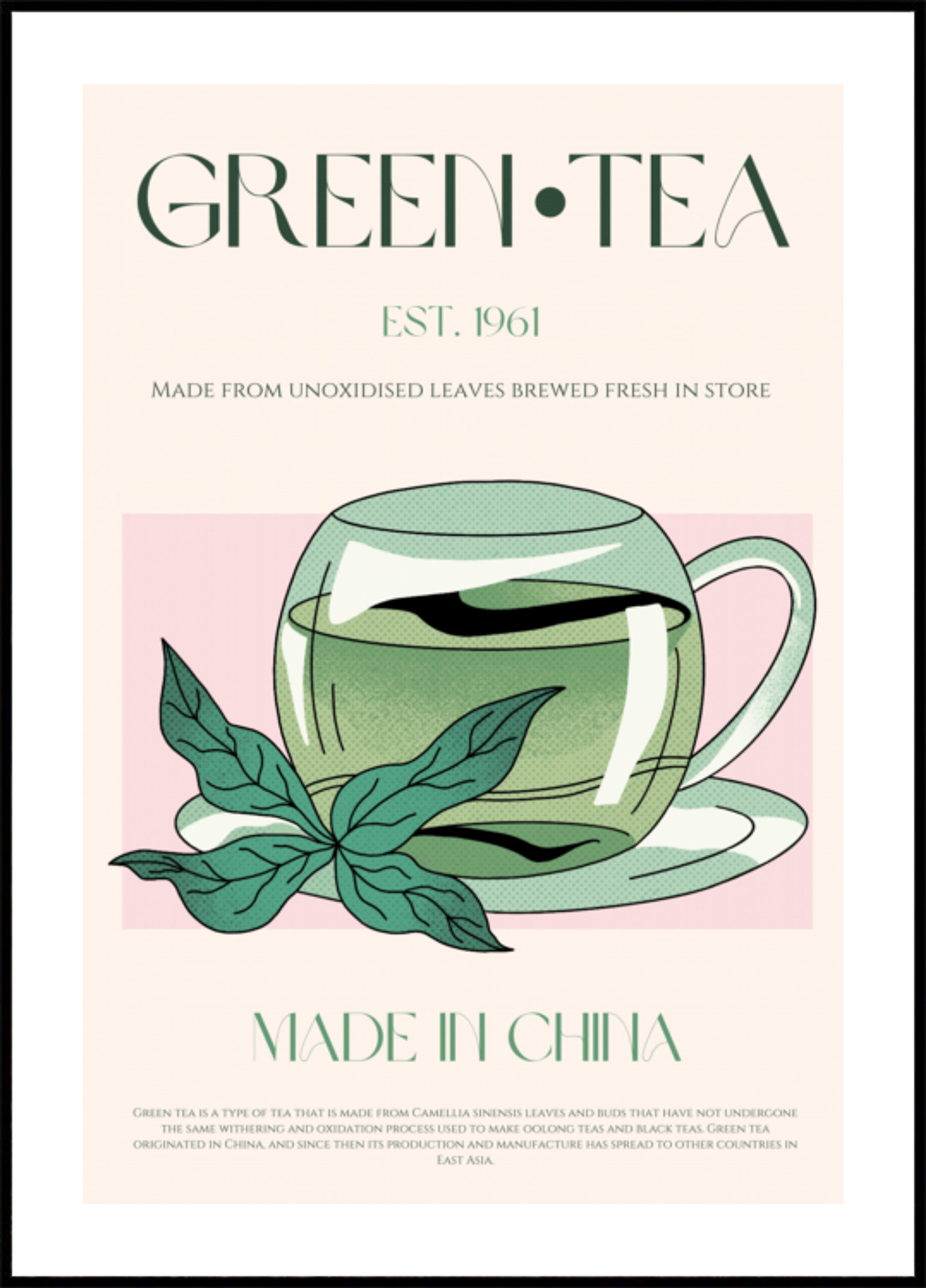 Värske rohelise tee illustratsioon