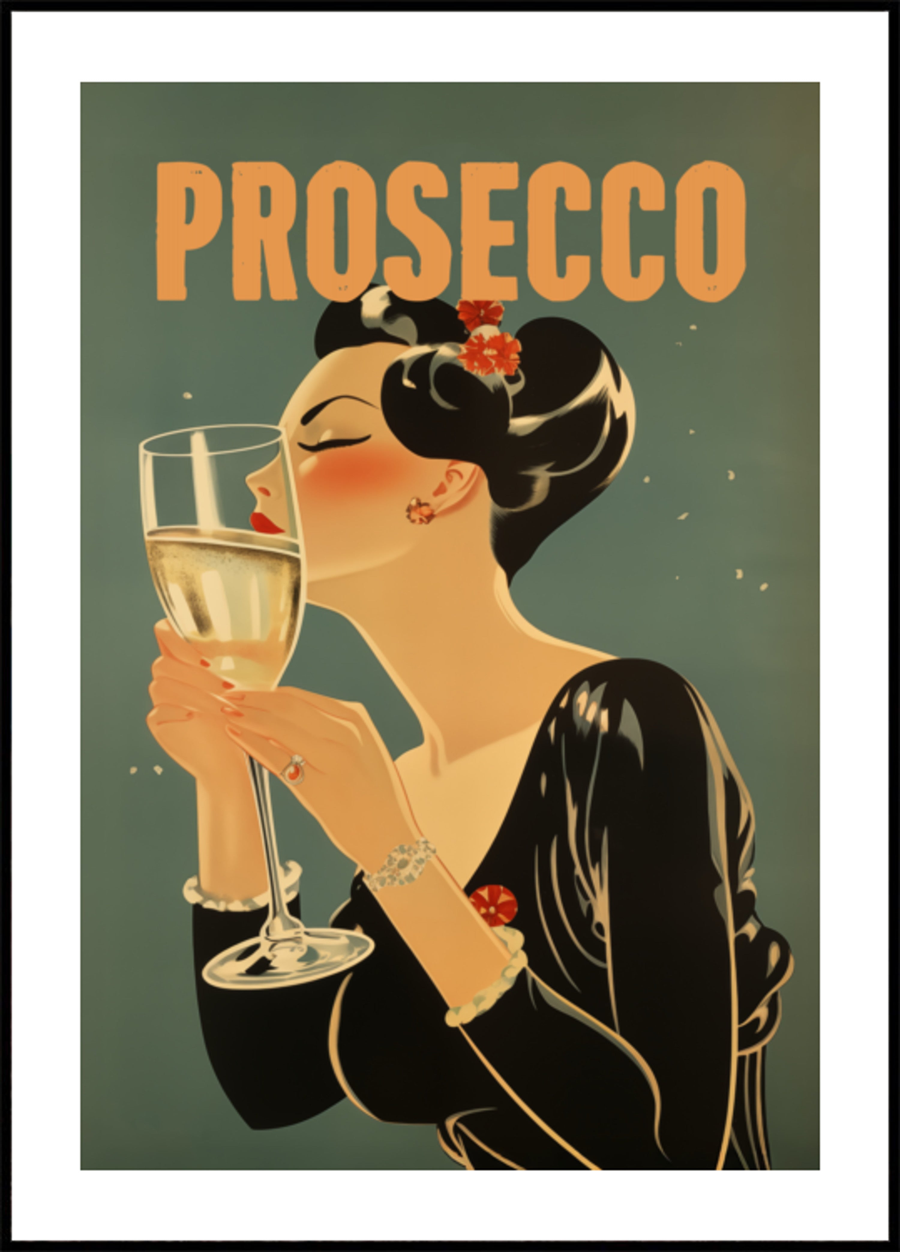 Femeie elegantă cu prosecco